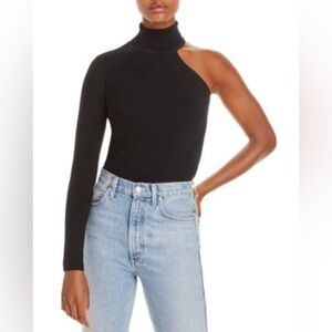 bardot asymmetric knit turtleneck in black size L
